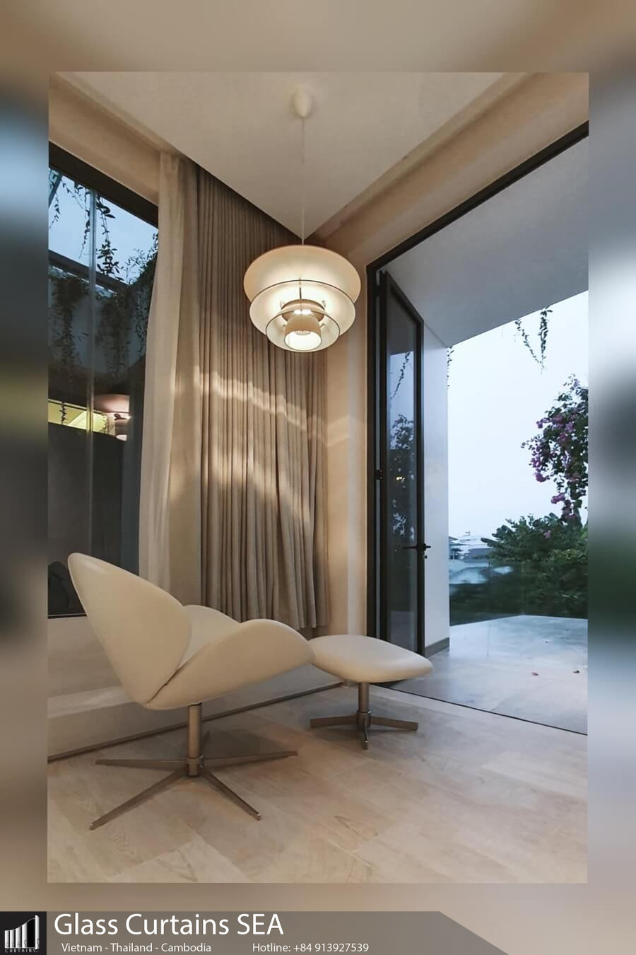 Beautiful frameless sliding glass doors for the bedroom